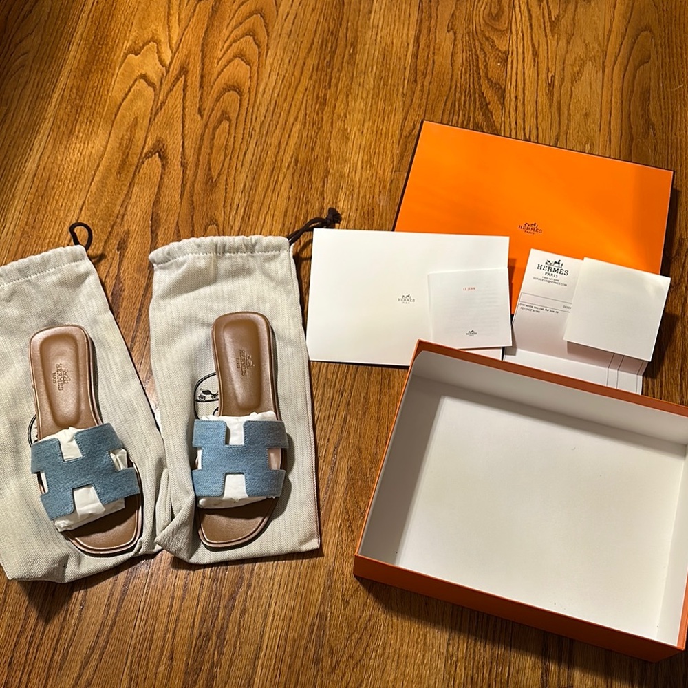Hermes denim oran sandal